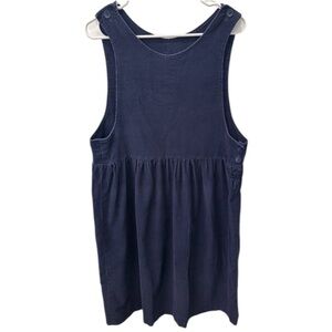 Navy Blue Corduroy Jumper Dress no label or size tag see pics for measurements